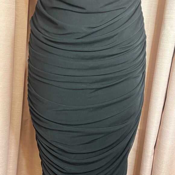 NWT Elegant SheinSxy L Black Ruched Maxi Dress Night Out Party Feminine Bodycore - Picture 16 of 16